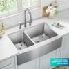 Kraus KHF204-33 Standart PRO Kitchen Stainless Steel Sink, 16 Gauge, 33" Undermount Round Apron 40/60 Double Bowl Kitchen Sink view 3