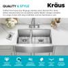 Kraus KHF204-33 Standart PRO Kitchen Stainless Steel Sink, 16 Gauge, 33" Undermount Round Apron 40/60 Double Bowl Kitchen Sink view 4