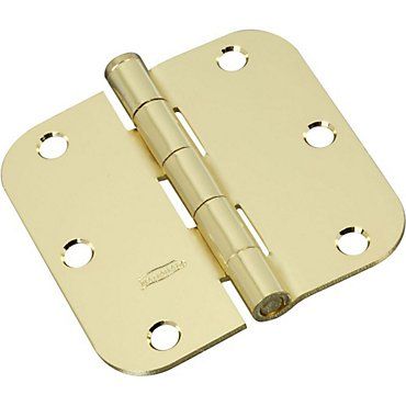 National Hardware N830-322 3-1/2 Round Corners Bright Brass Door Hinge