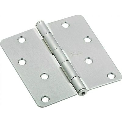 Door Hinge, Interior, Satin Nickel, 4-In.