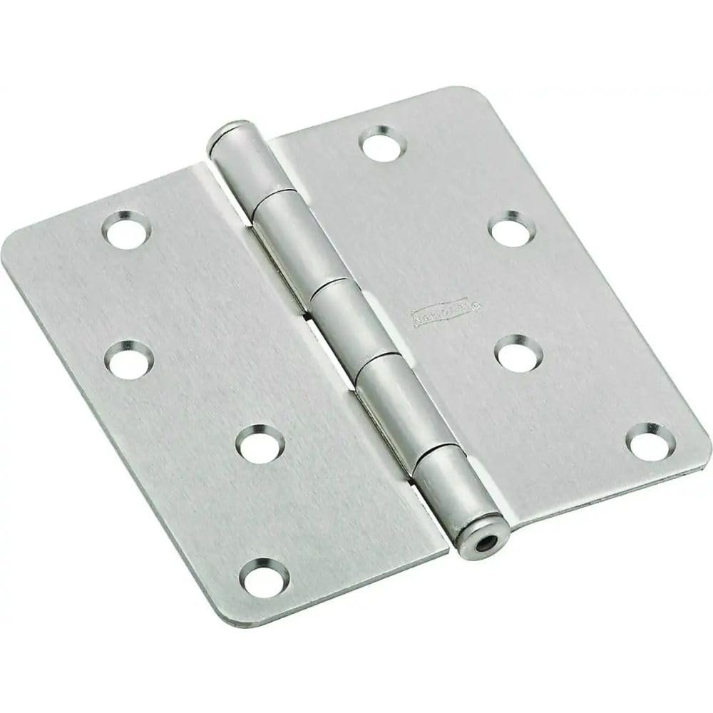 Door Hinge, Interior, Satin Nickel, 4-In.