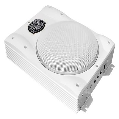 Pyle Lanzar Low Profile Marine Subwoofer System - 1000 Watt 8 Inch Slim Active Waterproof Amplified Bass Speaker - Underseat Mount Audio Sound Amplifier Box, Marine Vehicles - Lanzar AQTB8 (White)