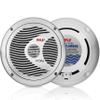 Pyle 6.5 Dual Marine Speakers - 2 Way Waterproof and Weather Resistant Outdoor Audio Stereo Sound System with 150 Watt Power, Polypropylene Cone and Cloth Surround - 1 Pair - PLMR60S (Silver) view 1