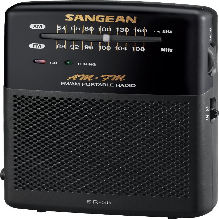 Sangean All in One Compact Design Pocket Size Portable AM/FM Radio with Built-in Speaker, Earphone Jack, LED Tuning Indicator & Carry Strap