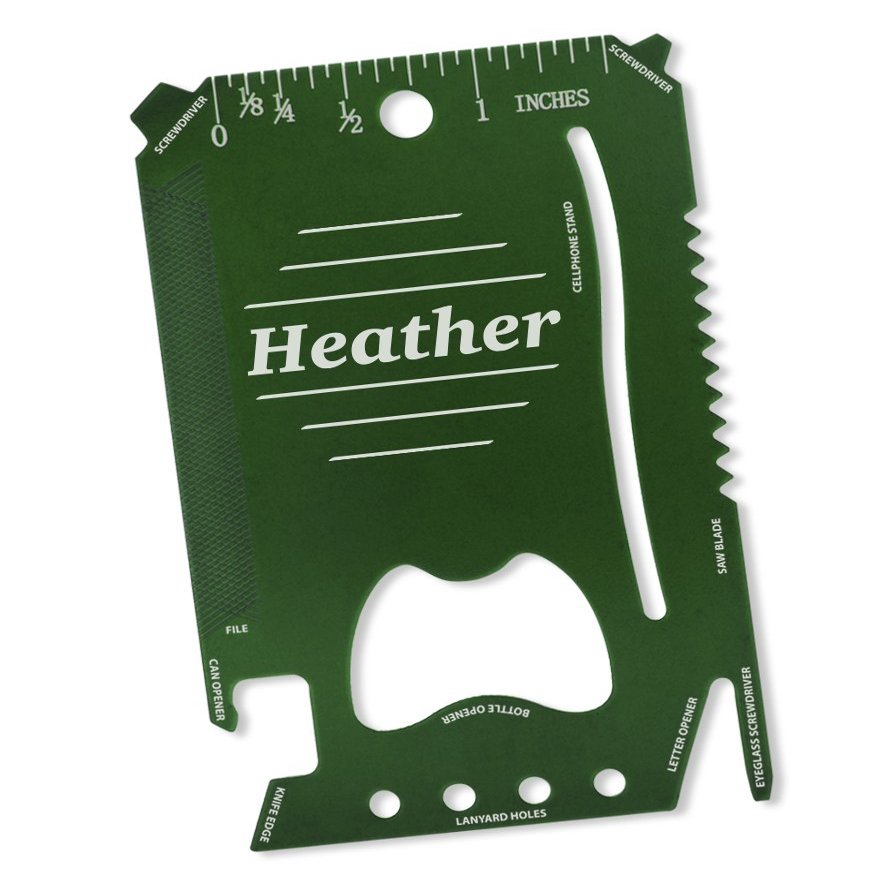 Dimension 9 Heather - Laser Engraved, Anodized Metal Personalized Wallet Tool