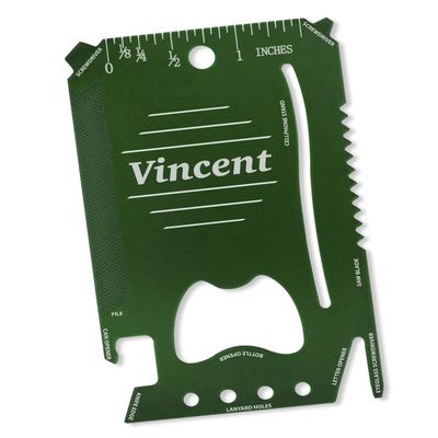 Dimension 9 Vincent - Laser Engraved, Anodized Metal Personalized Wallet Tool