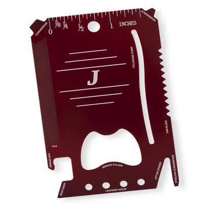 Dimension 9 J Initial Or Monogram - Laser Engraved, Anodized Metal Personalized Wallet Tool