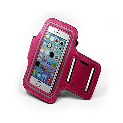 Universal Fitness Reflective Armband for Apple iPhone 7/7 Plus 6/6s Plus Samsung Galaxy s8 S7/S6/S5 Sweatproof Pouch for Keys Card 5inch & 5.7inch Touch Screen (Dark Pink, 5 inch)