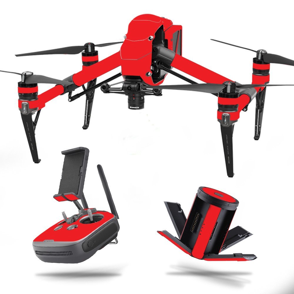 MightySkins Skin Compatible with DJI Inspire 2 - Solid Red | Protective, Durable, and Unique Vinyl Decal wrap Cover | Easy to Apply, Remove, and Change Styles | Made in The USA