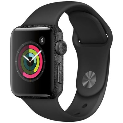 MightySkins Skin Compatible with Apple Watch Series 2 38mm - Black Leather | Protective, Durable, and Unique Vinyl Decal wrap Cover | Easy to Apply, Remove, and Change Styles | Made in The USA