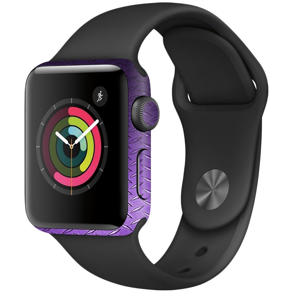 MightySkins Skin Compatible with Apple Watch Series 2 38mm - Purple Diamond Plate | Protective, Durable, and Unique Vinyl Decal wrap Cover | Easy to Apply, Remove, and Change Styles | Made in The USA