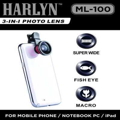 Best 3-in-1 Cell Phone Camera Lens - .4x Super Wide Angle - 180 Fisheye - 10x Macro Lens - For iPhone, iPad, Android, Tablet, Notebook PC by Harlyn
