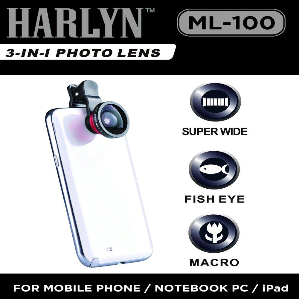 Best 3-in-1 Cell Phone Camera Lens - .4x Super Wide Angle - 180 Fisheye - 10x Macro Lens - For iPhone, iPad, Android, Tablet, Notebook PC by Harlyn