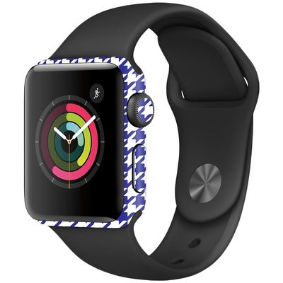 MightySkins Skin Compatible with Apple Watch Series 2 38mm - Blue Houndstooth | Protective, Durable, and Unique Vinyl Decal wrap Cover | Easy to Apply, Remove, and Change Styles | Made in The USA