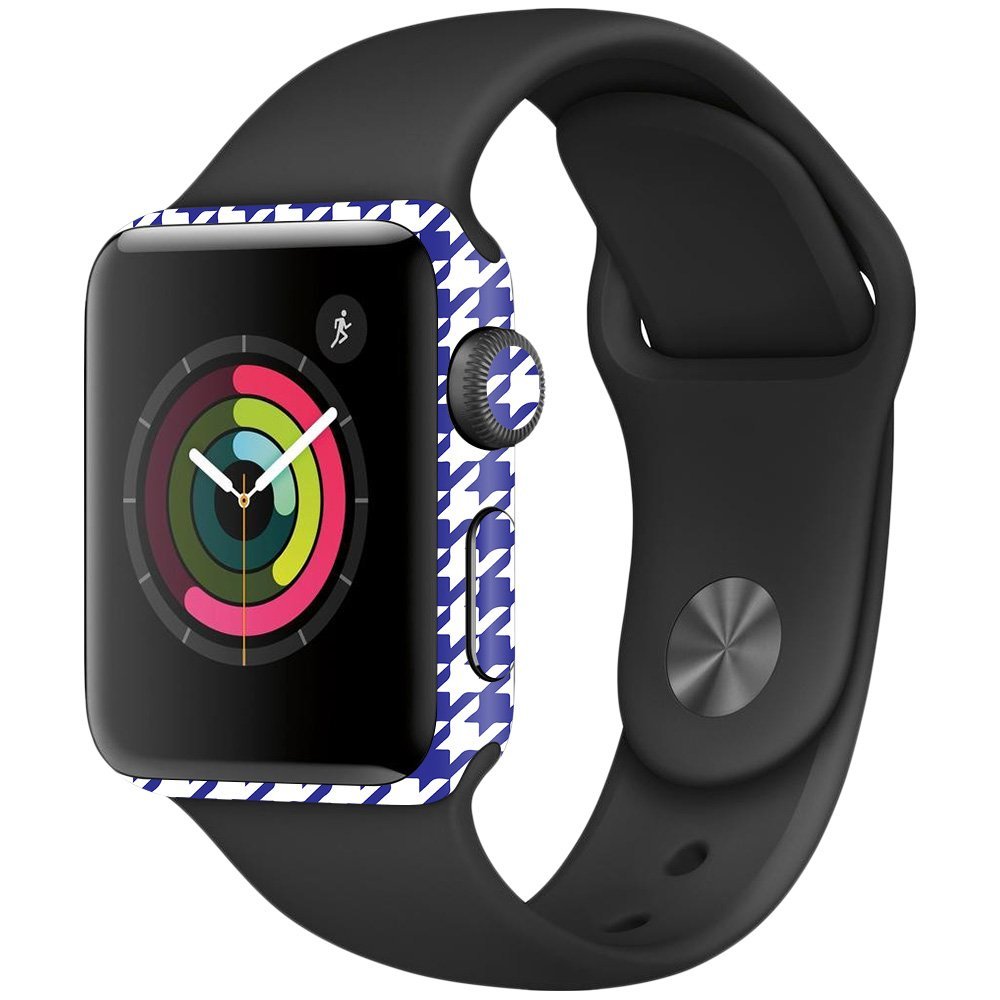 MightySkins Skin Compatible with Apple Watch Series 2 38mm - Blue Houndstooth | Protective, Durable, and Unique Vinyl Decal wrap Cover | Easy to Apply, Remove, and Change Styles | Made in The USA