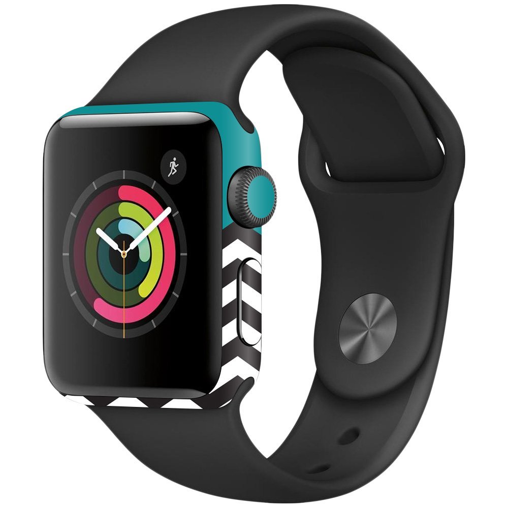 MightySkins Skin Compatible with Apple Watch Series 2 38mm - Teal Chevron | Protective, Durable, and Unique Vinyl Decal wrap Cover | Easy to Apply, Remove, and Change Styles | Made in The USA