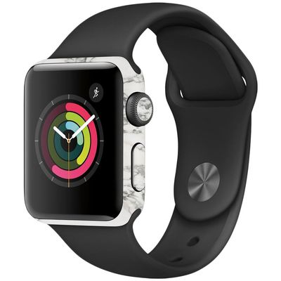 MightySkins Skin Compatible with Apple Watch Series 2 38mm - White Marble | Protective, Durable, and Unique Vinyl Decal wrap Cover | Easy to Apply, Remove, and Change Styles | Made in The USA