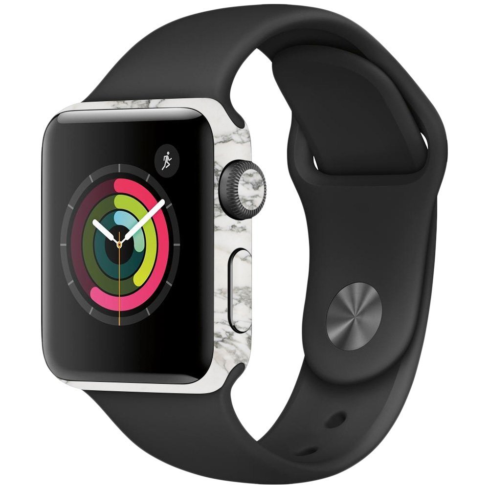 MightySkins Skin Compatible with Apple Watch Series 2 38mm - White Marble | Protective, Durable, and Unique Vinyl Decal wrap Cover | Easy to Apply, Remove, and Change Styles | Made in The USA