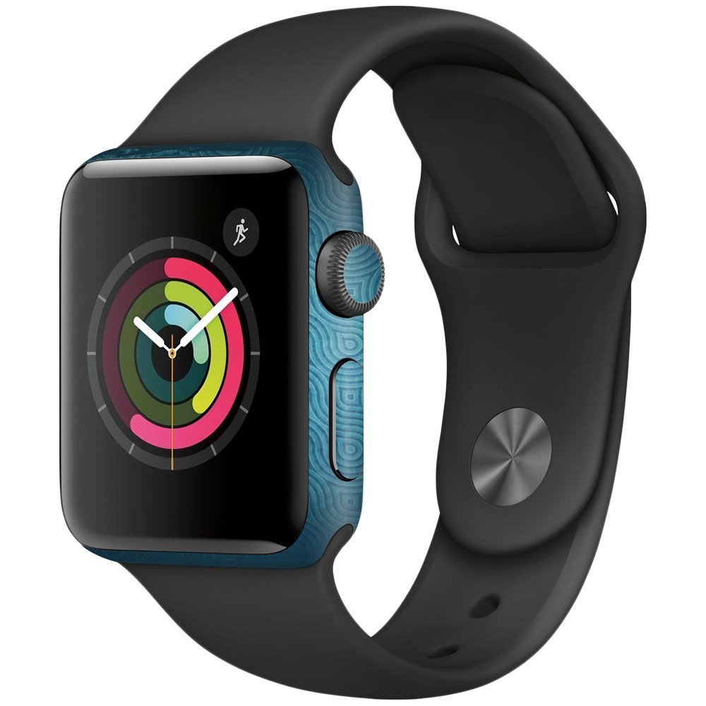 MightySkins Skin Compatible with Apple Watch Series 2 38mm - Blue Swirls | Protective, Durable, and Unique Vinyl Decal wrap Cover | Easy to Apply, Remove, and Change Styles | Made in The USA