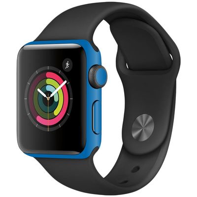MightySkins Skin Compatible with Apple Watch Series 2 38mm - Solid Blue | Protective, Durable, and Unique Vinyl Decal wrap Cover | Easy to Apply, Remove, and Change Styles | Made in The USA
