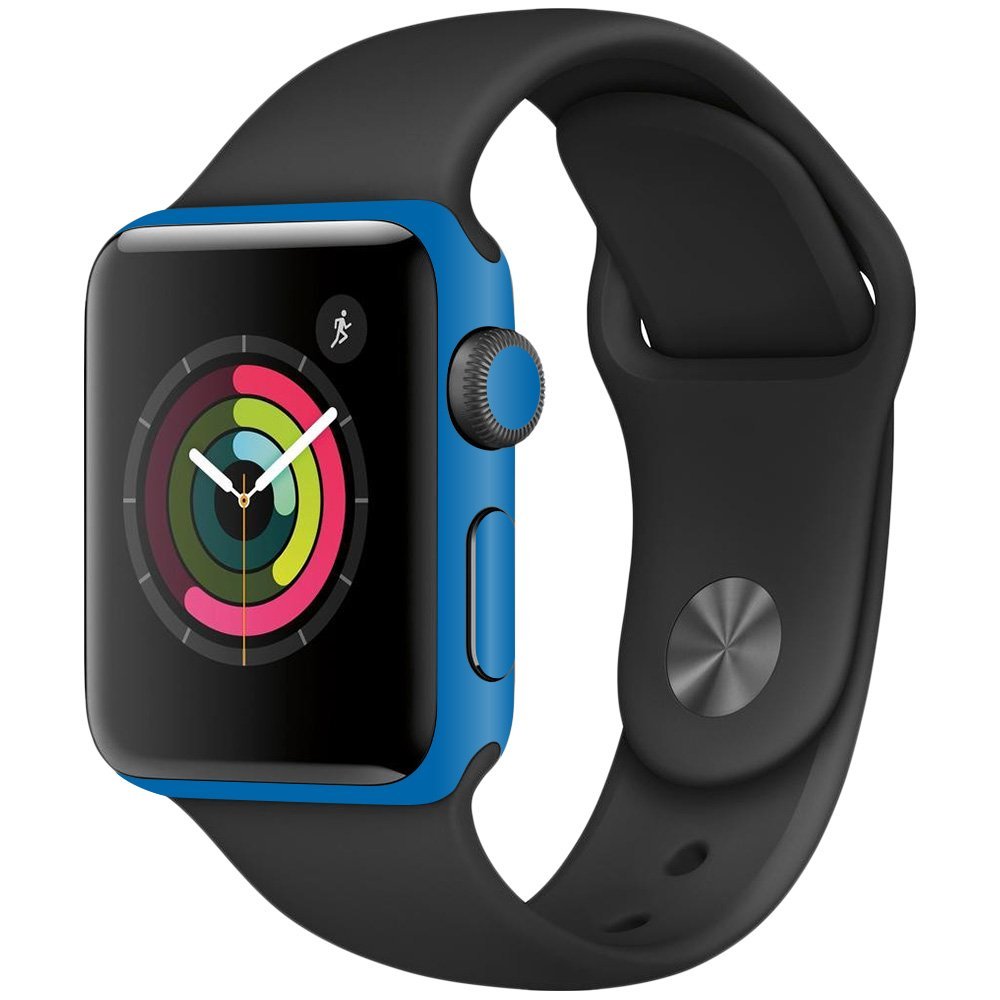 MightySkins Skin Compatible with Apple Watch Series 2 38mm - Solid Blue | Protective, Durable, and Unique Vinyl Decal wrap Cover | Easy to Apply, Remove, and Change Styles | Made in The USA