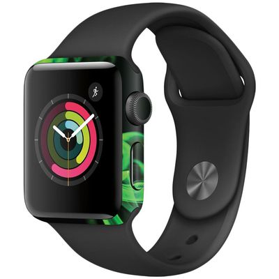 MightySkins Skin Compatible with Apple Watch Series 2 38mm - Green Flames | Protective, Durable, and Unique Vinyl Decal wrap Cover | Easy to Apply, Remove, and Change Styles | Made in The USA