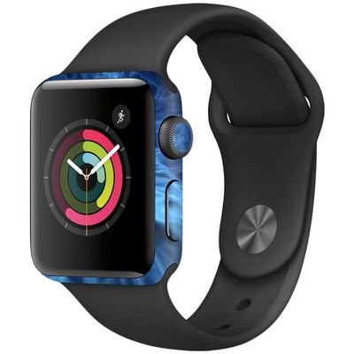 MightySkins Skin Compatible with Apple Watch Series 2 38mm - Blue Mystic Flames | Protective, Durable, and Unique Vinyl Decal wrap Cover | Easy to Apply, Remove, and Change Styles | Made in The USA