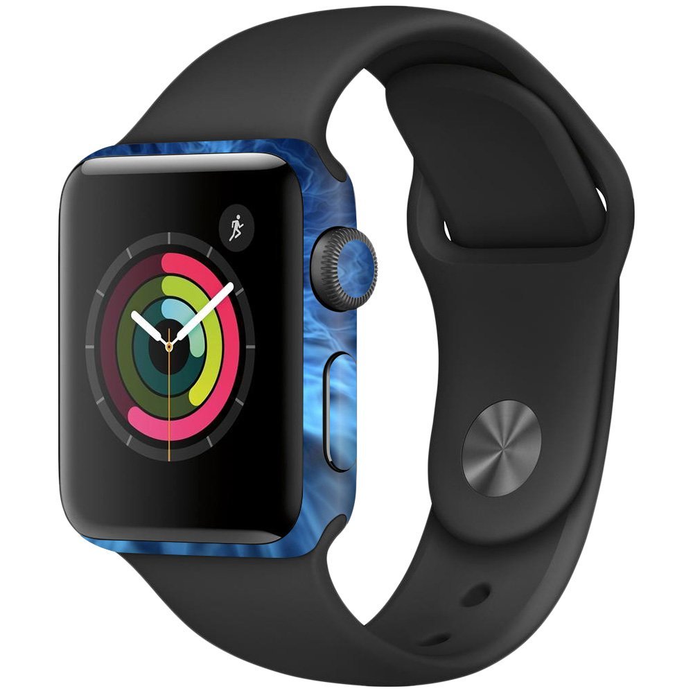 MightySkins Skin Compatible with Apple Watch Series 2 38mm - Blue Mystic Flames | Protective, Durable, and Unique Vinyl Decal wrap Cover | Easy to Apply, Remove, and Change Styles | Made in The USA