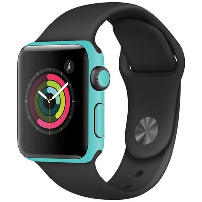 MightySkins Skin Compatible with Apple Watch Series 2 38mm - Solid Turquoise | Protective, Durable, and Unique Vinyl Decal wrap Cover | Easy to Apply, Remove, and Change Styles | Made in The USA