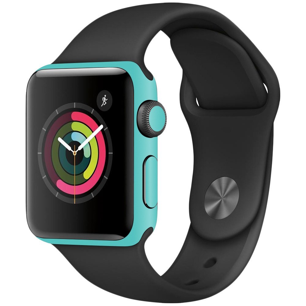 MightySkins Skin Compatible with Apple Watch Series 2 38mm - Solid Turquoise | Protective, Durable, and Unique Vinyl Decal wrap Cover | Easy to Apply, Remove, and Change Styles | Made in The USA