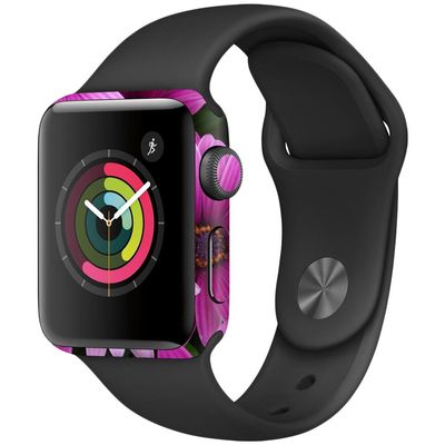 MightySkins Skin Compatible with Apple Watch Series 2 38mm - Purple Flowers | Protective, Durable, and Unique Vinyl Decal wrap Cover | Easy to Apply, Remove, and Change Styles | Made in The USA