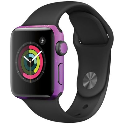 MightySkins Skin Compatible with Apple Watch Series 2 38mm - Purple Lightning | Protective, Durable, and Unique Vinyl Decal wrap Cover | Easy to Apply, Remove, and Change Styles | Made in The USA