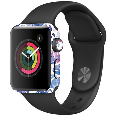 MightySkins Skin Compatible with Apple Watch Series 2 38mm - Blue Petals | Protective, Durable, and Unique Vinyl Decal wrap Cover | Easy to Apply, Remove, and Change Styles | Made in The USA