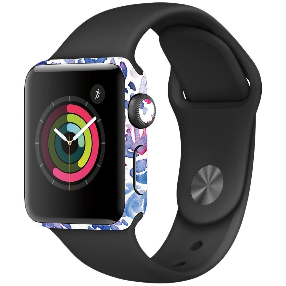 MightySkins Skin Compatible with Apple Watch Series 2 38mm - Blue Petals | Protective, Durable, and Unique Vinyl Decal wrap Cover | Easy to Apply, Remove, and Change Styles | Made in The USA