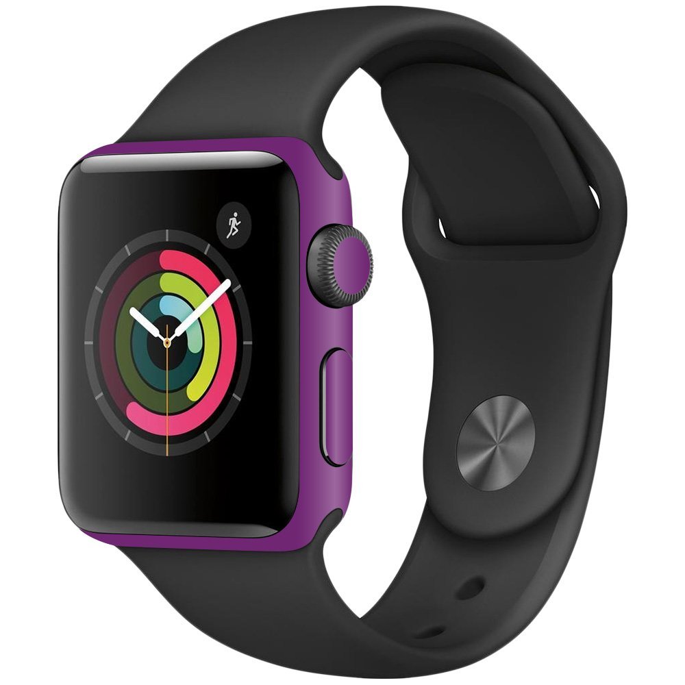 MightySkins Skin Compatible with Apple Watch Series 2 38mm - Solid Purple | Protective, Durable, and Unique Vinyl Decal wrap Cover | Easy to Apply, Remove, and Change Styles | Made in The USA
