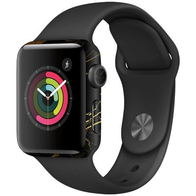 MightySkins Skin Compatible with Apple Watch Series 2 38mm - Black Gold Marble | Protective, Durable, and Unique Vinyl Decal wrap Cover | Easy to Apply, Remove, and Change Styles | Made in The USA