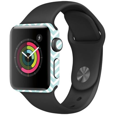 MightySkins Skin Compatible with Apple Watch Series 2 38mm - Aqua Chevron | Protective, Durable, and Unique Vinyl Decal wrap Cover | Easy to Apply, Remove, and Change Styles | Made in The USA