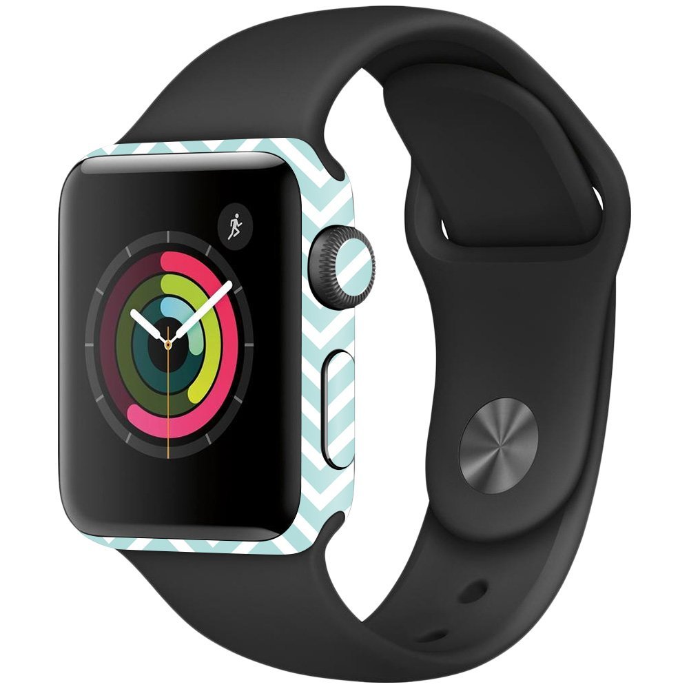 MightySkins Skin Compatible with Apple Watch Series 2 38mm - Aqua Chevron | Protective, Durable, and Unique Vinyl Decal wrap Cover | Easy to Apply, Remove, and Change Styles | Made in The USA