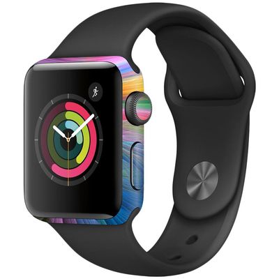 MightySkins Skin Compatible with Apple Watch Series 2 38mm - Rainbow Waves | Protective, Durable, and Unique Vinyl Decal wrap Cover | Easy to Apply, Remove, and Change Styles | Made in The USA