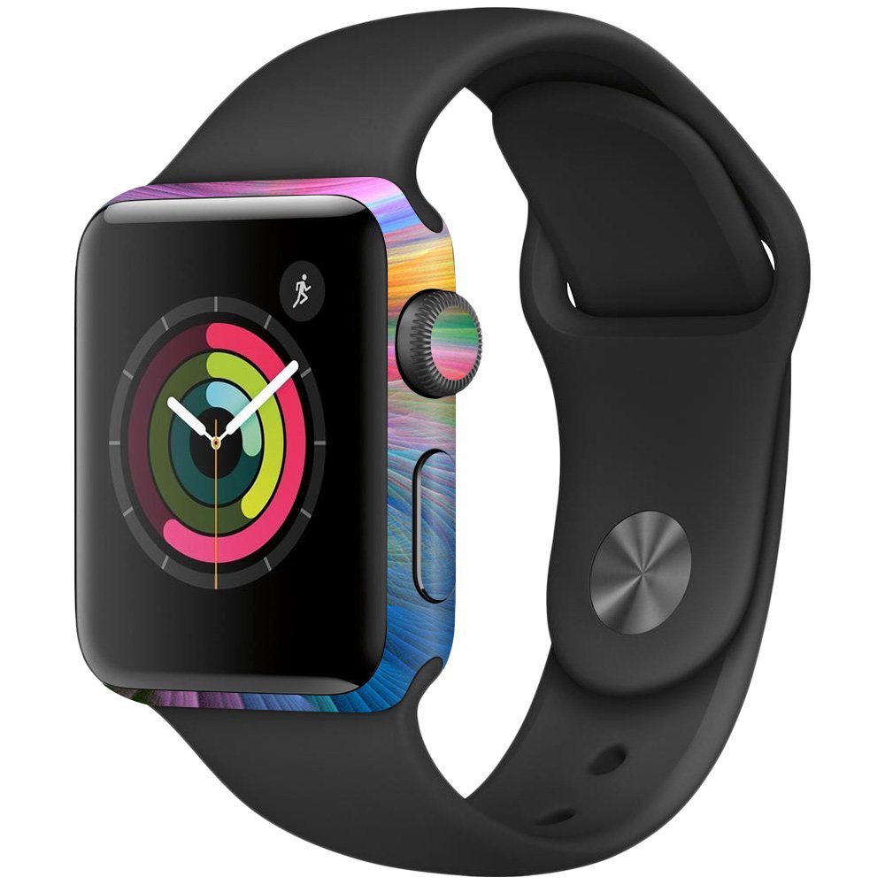 MightySkins Skin Compatible with Apple Watch Series 2 38mm - Rainbow Waves | Protective, Durable, and Unique Vinyl Decal wrap Cover | Easy to Apply, Remove, and Change Styles | Made in The USA