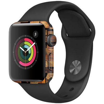 MightySkins Skin Compatible with Apple Watch Series 2 38mm - Stacked Wood | Protective, Durable, and Unique Vinyl Decal wrap Cover | Easy to Apply, Remove, and Change Styles | Made in The USA