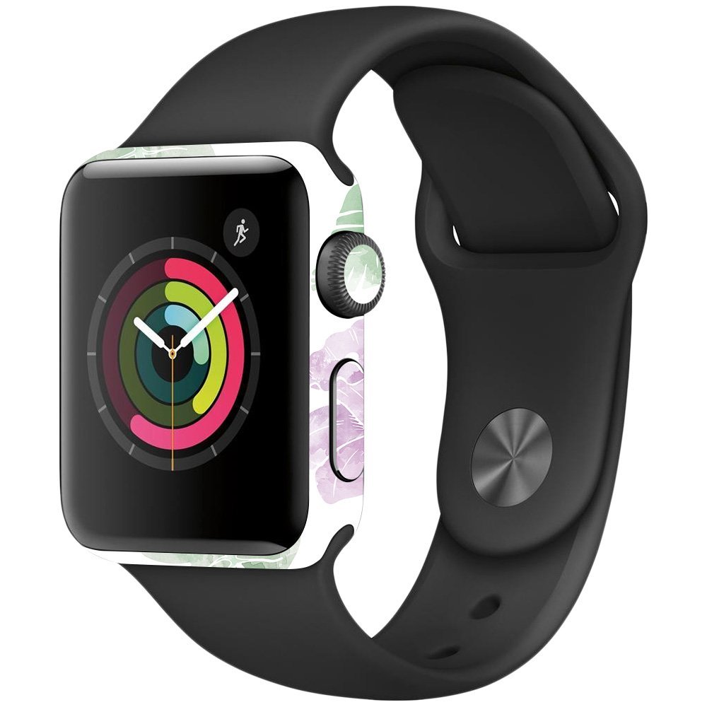 MightySkins Skin Compatible with Apple Watch Series 2 38mm - Water Color Flowers | Protective, Durable, and Unique Vinyl Decal wrap Cover | Easy to Apply, Remove, and Change Styles | Made in The USA