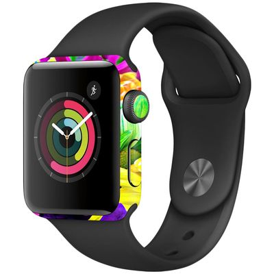 MightySkins Skin Compatible with Apple Watch Series 2 38mm - Colorful Flowers | Protective, Durable, and Unique Vinyl Decal wrap Cover | Easy to Apply, Remove, and Change Styles | Made in The USA