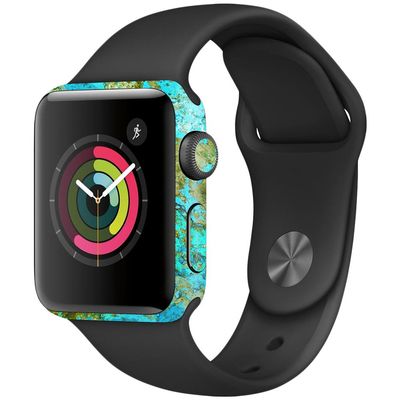 MightySkins Skin Compatible with Apple Watch Series 2 38mm - Teal Marble | Protective, Durable, and Unique Vinyl Decal wrap Cover | Easy to Apply, Remove, and Change Styles | Made in The USA