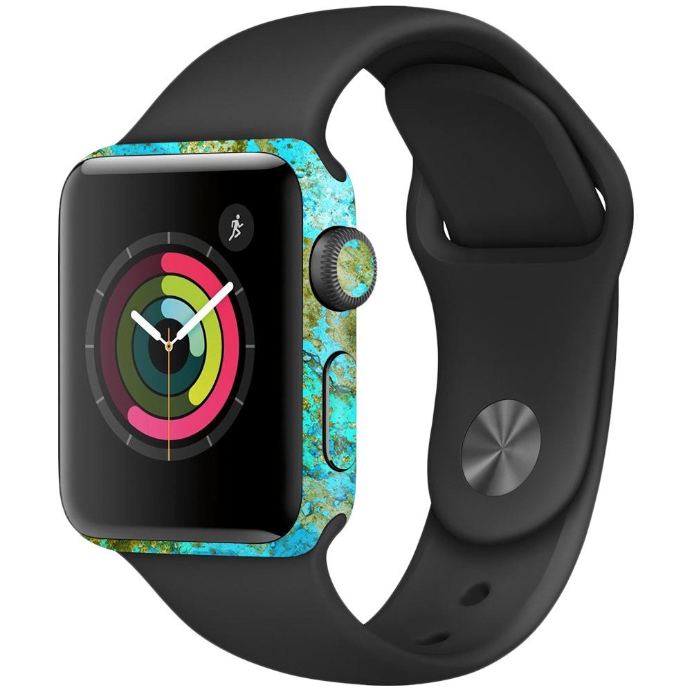 MightySkins Skin Compatible with Apple Watch Series 2 38mm - Teal Marble | Protective, Durable, and Unique Vinyl Decal wrap Cover | Easy to Apply, Remove, and Change Styles | Made in The USA