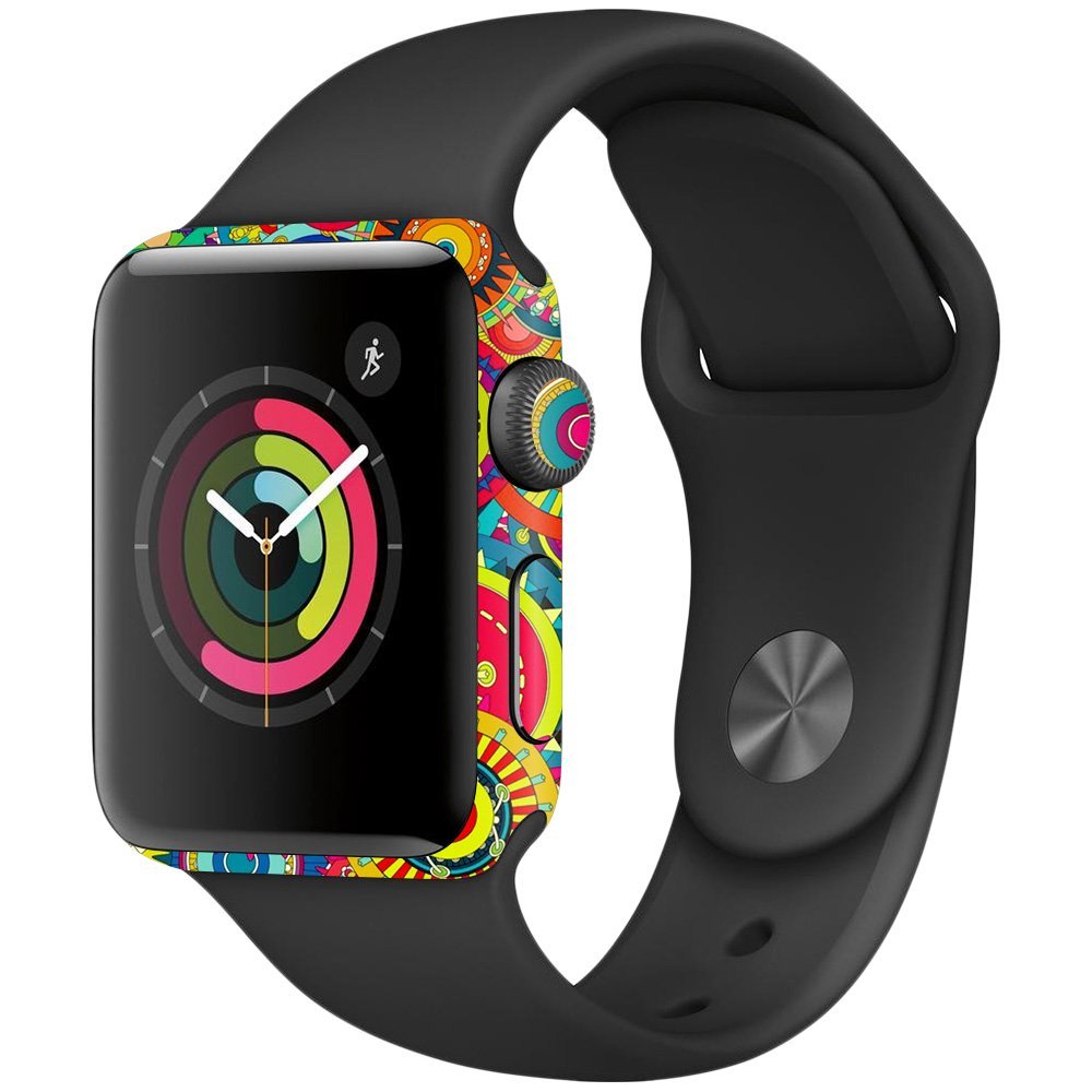 MightySkins Skin Compatible with Apple Watch Series 2 38mm - Flower Wheels | Protective, Durable, and Unique Vinyl Decal wrap Cover | Easy to Apply, Remove, and Change Styles | Made in The USA