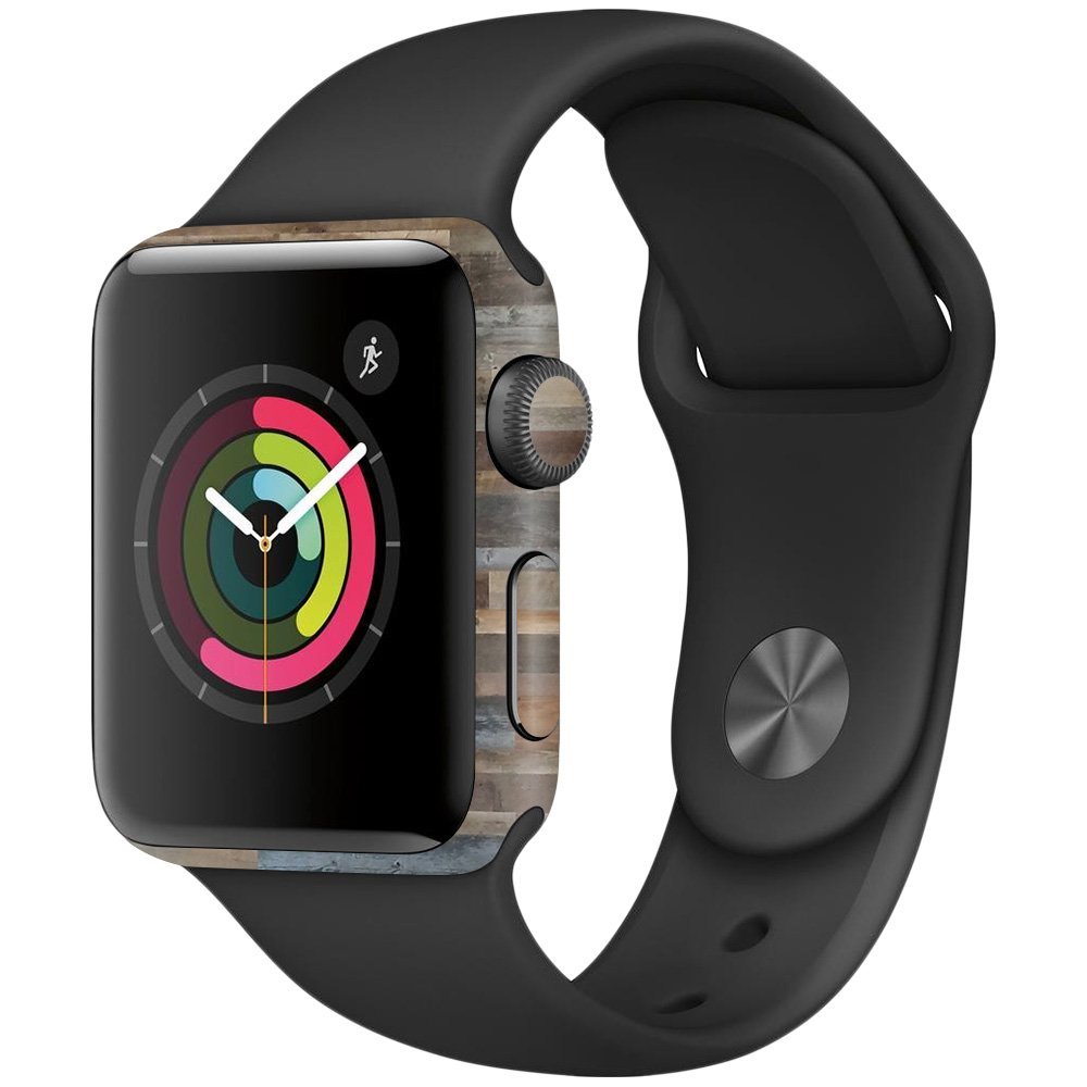 MightySkins Skin Compatible with Apple Watch Series 2 38mm - Gray Wood | Protective, Durable, and Unique Vinyl Decal wrap Cover | Easy to Apply, Remove, and Change Styles | Made in The USA