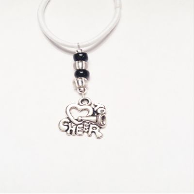 Black Mini I Love to Cheer Charm TagTailz Unique Fashion Accessory Gifts for Girls - Gifts for Tweens Tie Them Anywhere!!