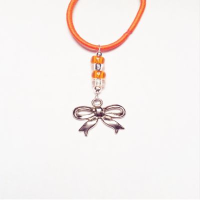 Orange Silver Bow Cheer Charm Mini TagTailz Unique Fashion Accessory Gifts for Girls - Gifts for Tweens Tie Them Anywhere!!