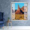 Butte Desert Nature View Window 3D Wall Decal Art Removable Wallpaper Mural Sticker Vinyl Home Decor West Mountain W194 (LARGE (49''W x 35''H)) view 2